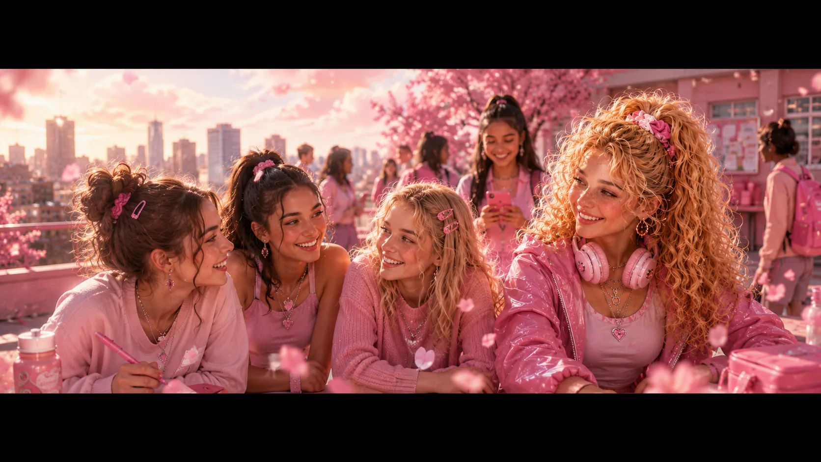 Eva Rose — with friends at school