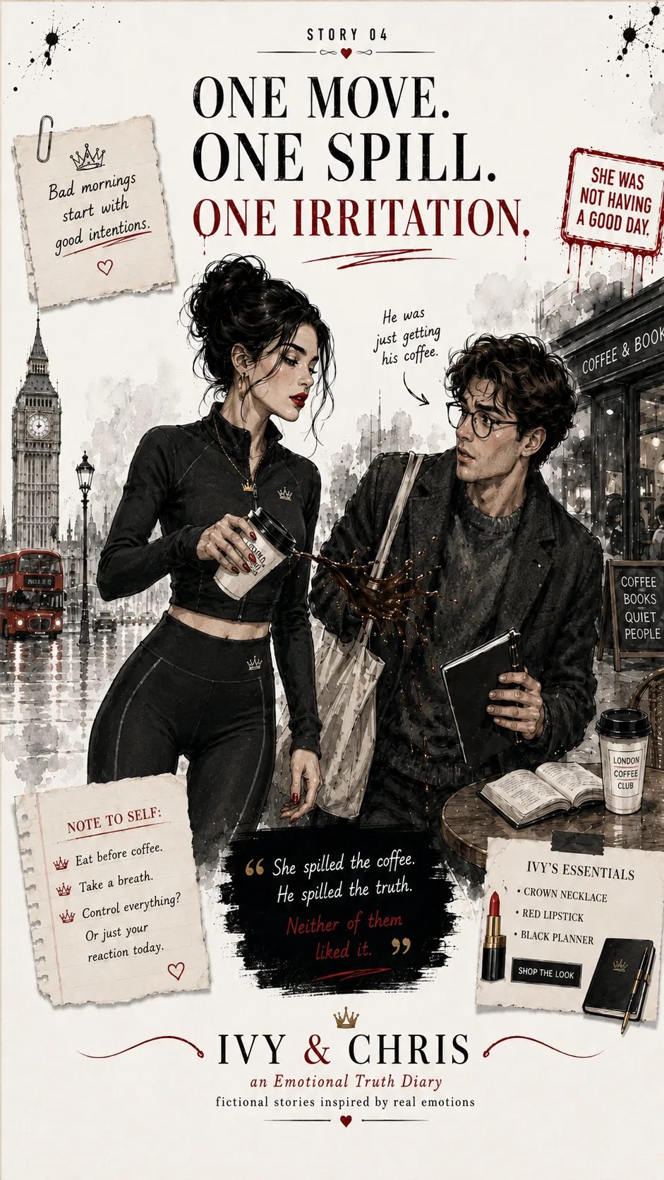 Ivy & Chris — One Move. One Spill. One Irritation. She spilled the coffee. He spilled the truth.