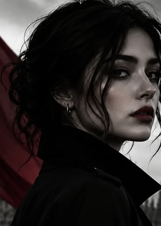 Ivy in a black coat, London noir